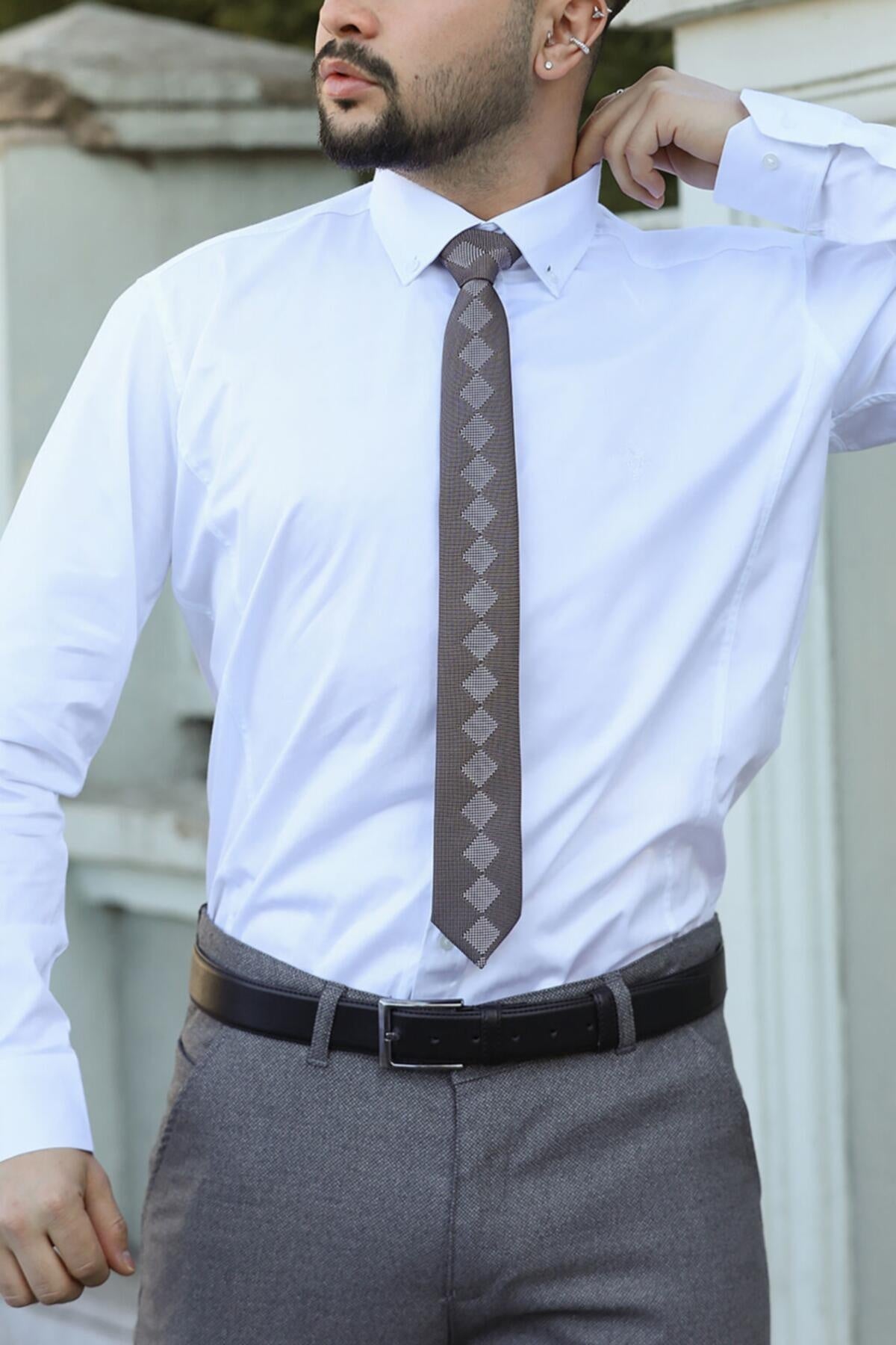 Erkek Saten Gömlek Beyaz