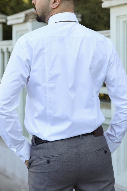 Erkek Saten Gömlek Beyaz