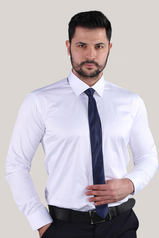 Erkek Saten Gömlek Beyaz