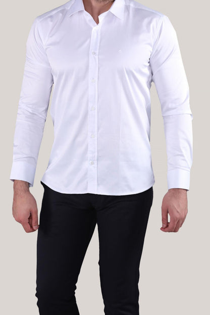 Erkek Saten Gömlek Beyaz