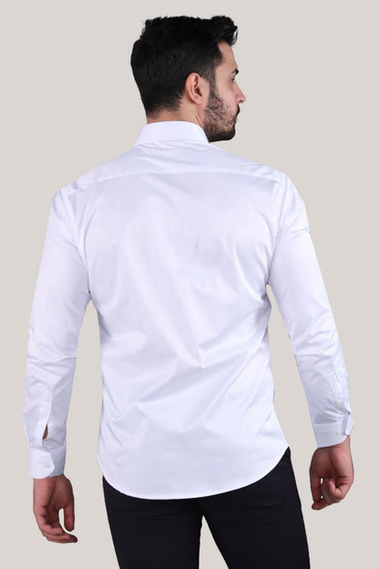 Erkek Saten Gömlek Beyaz