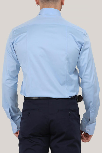 Erkek Saten Gömlek Mavi