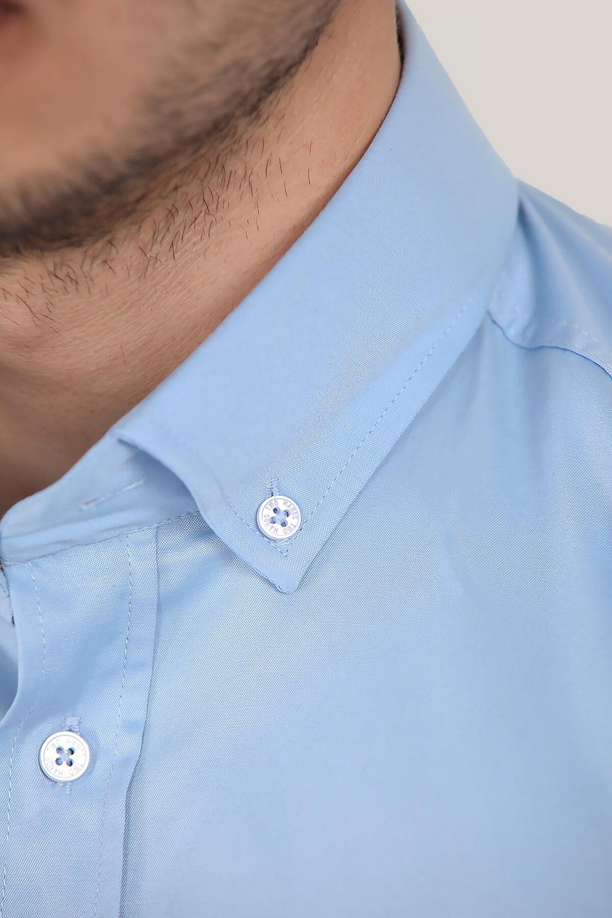 Erkek Saten Gömlek Mavi