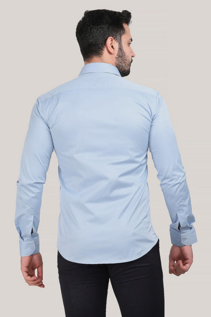 Erkek Saten Gömlek Bebe Mavisi