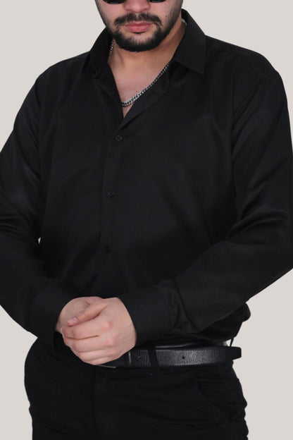 Erkek Saten Gömlek Siyah