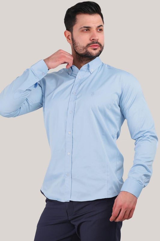 Erkek Saten Gömlek Mavi
