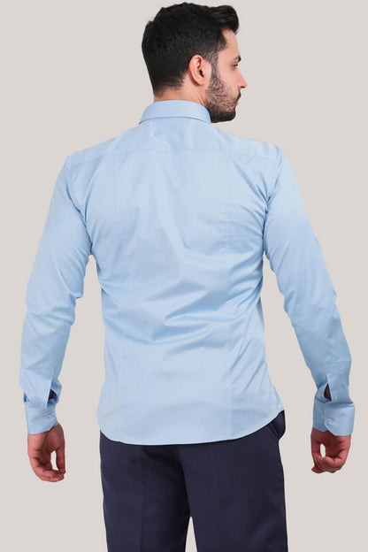 Erkek Saten Gömlek Mavi