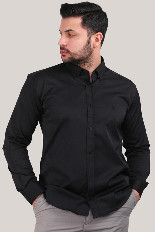 Erkek Saten Gömlek Siyah