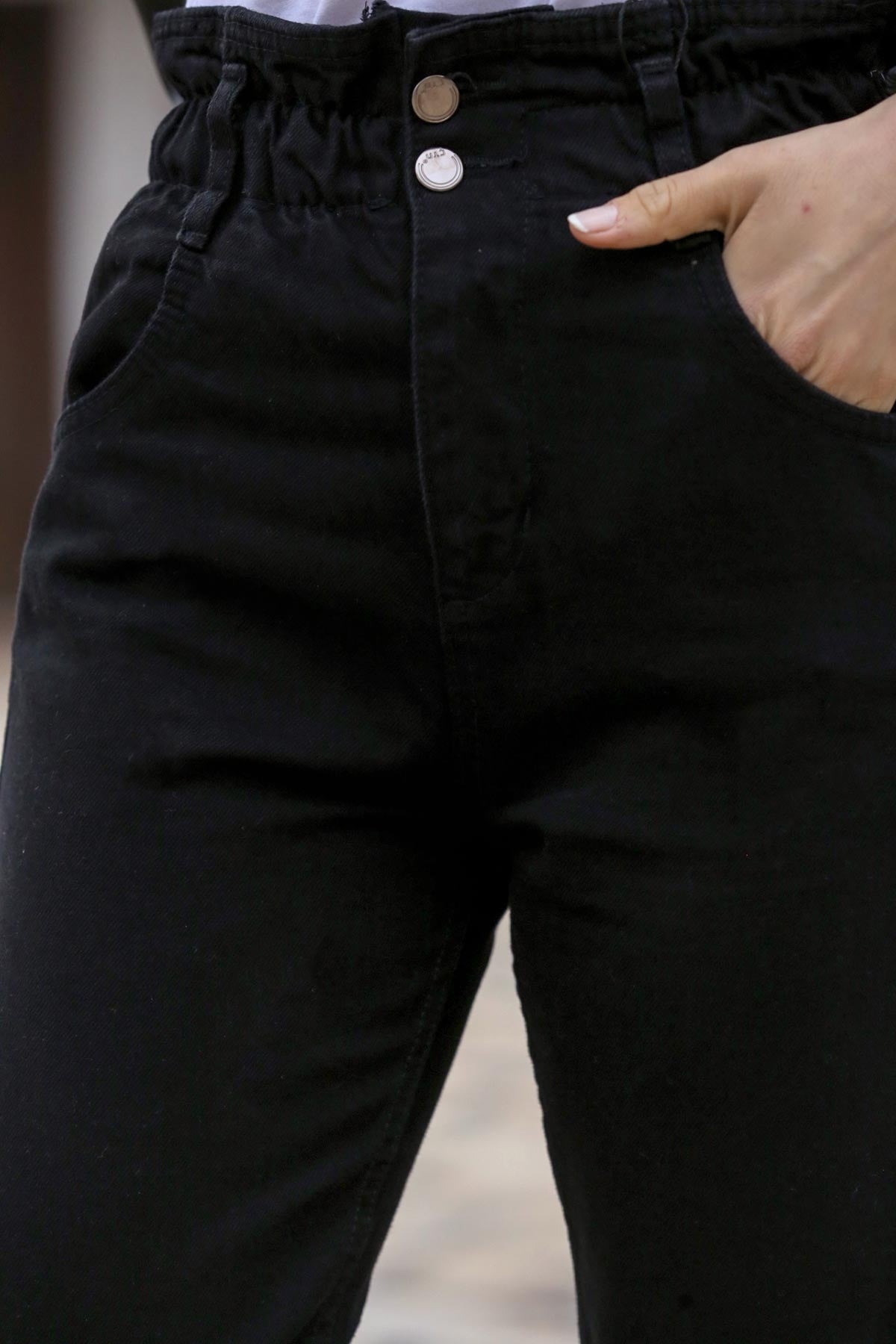 Kadın Mom Jeans Kot Pantolon  Siyah