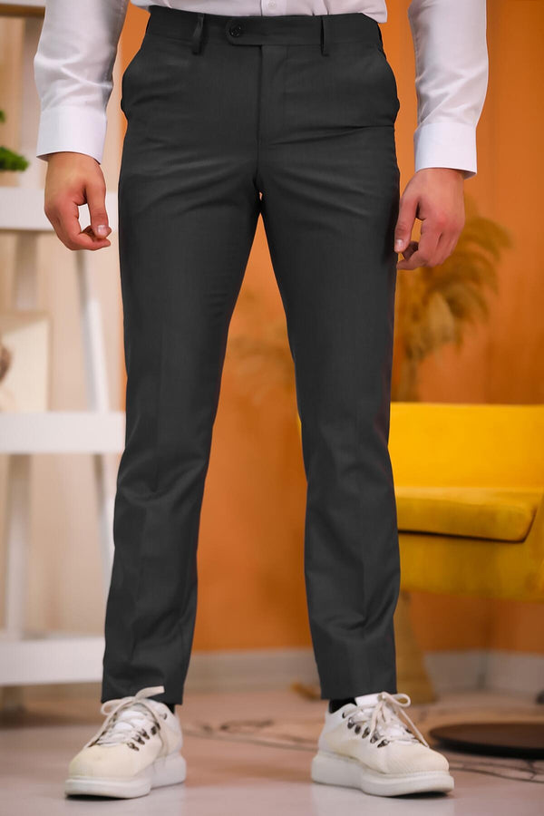 Erkek Boru Paça Kumaş Pantolon Füme