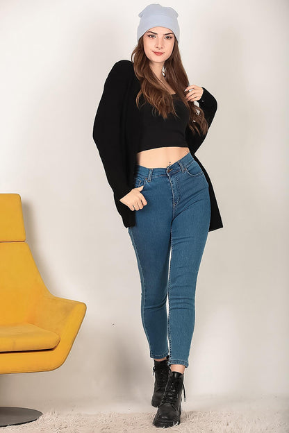 Kadın Likralı Mom Jeans Pantolon