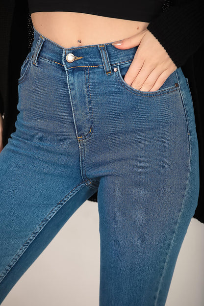 Kadın Likralı Mom Jeans Pantolon