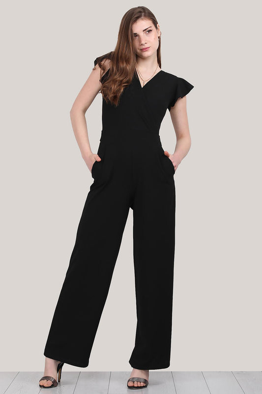 Kadın V Yaka Tulum  Siyah