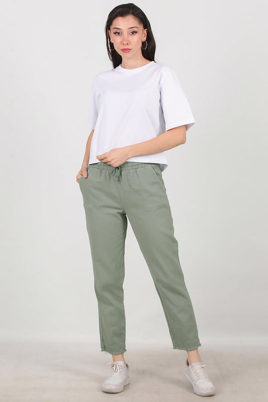 Kadın Paça Püsküllü Pantolon  Haki