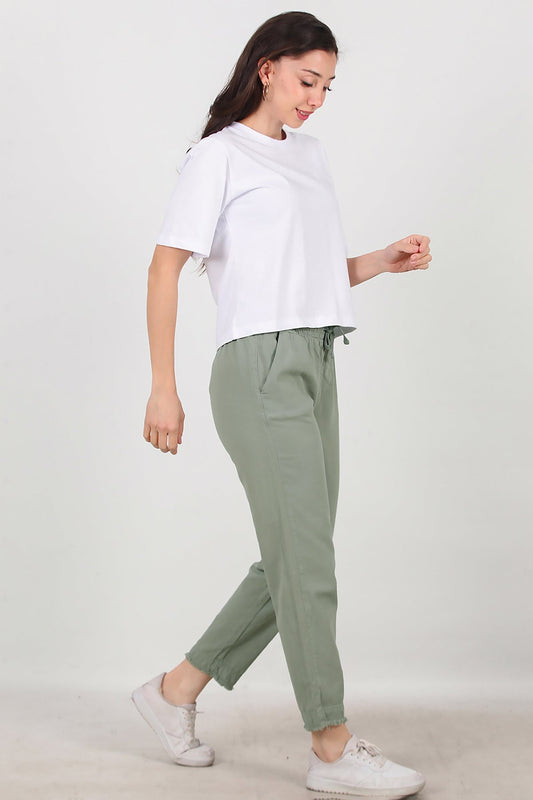 Kadın Paça Püsküllü Pantolon  Haki