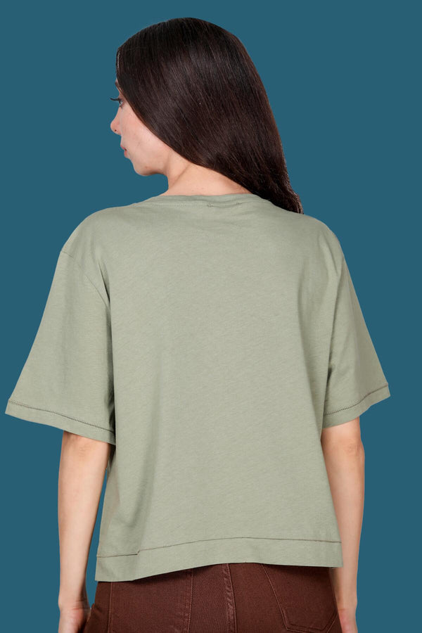 Kadın Bisiklet Yaka T-Shirt  Haki