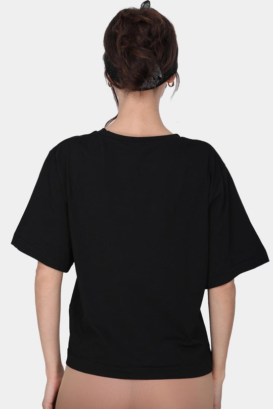 Kadın Bisiklet Yaka T-Shirt  Siyah
