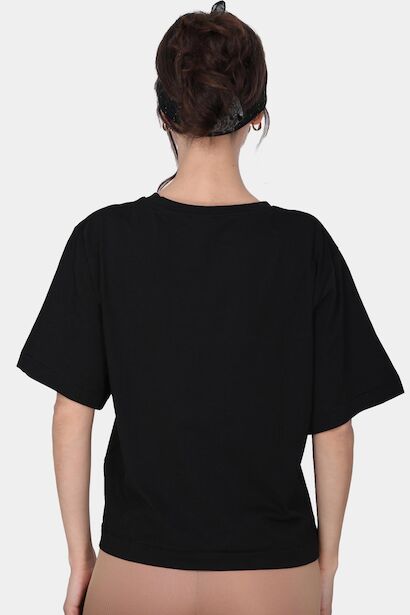 Kadın Bisiklet Yaka T-shirt Siyah