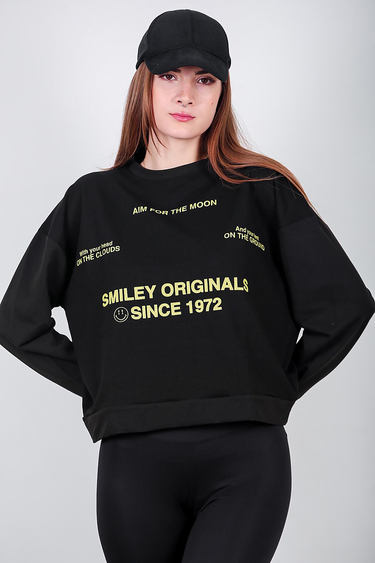 Kadın Ön Ve Arka Baskılı Sweat