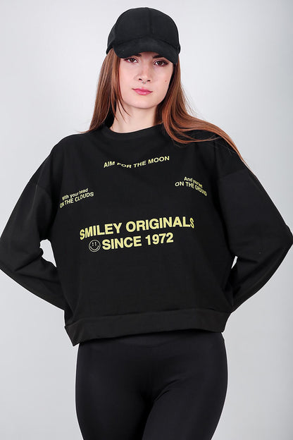 Kadın Ön Ve Arka Baskılı Sweat