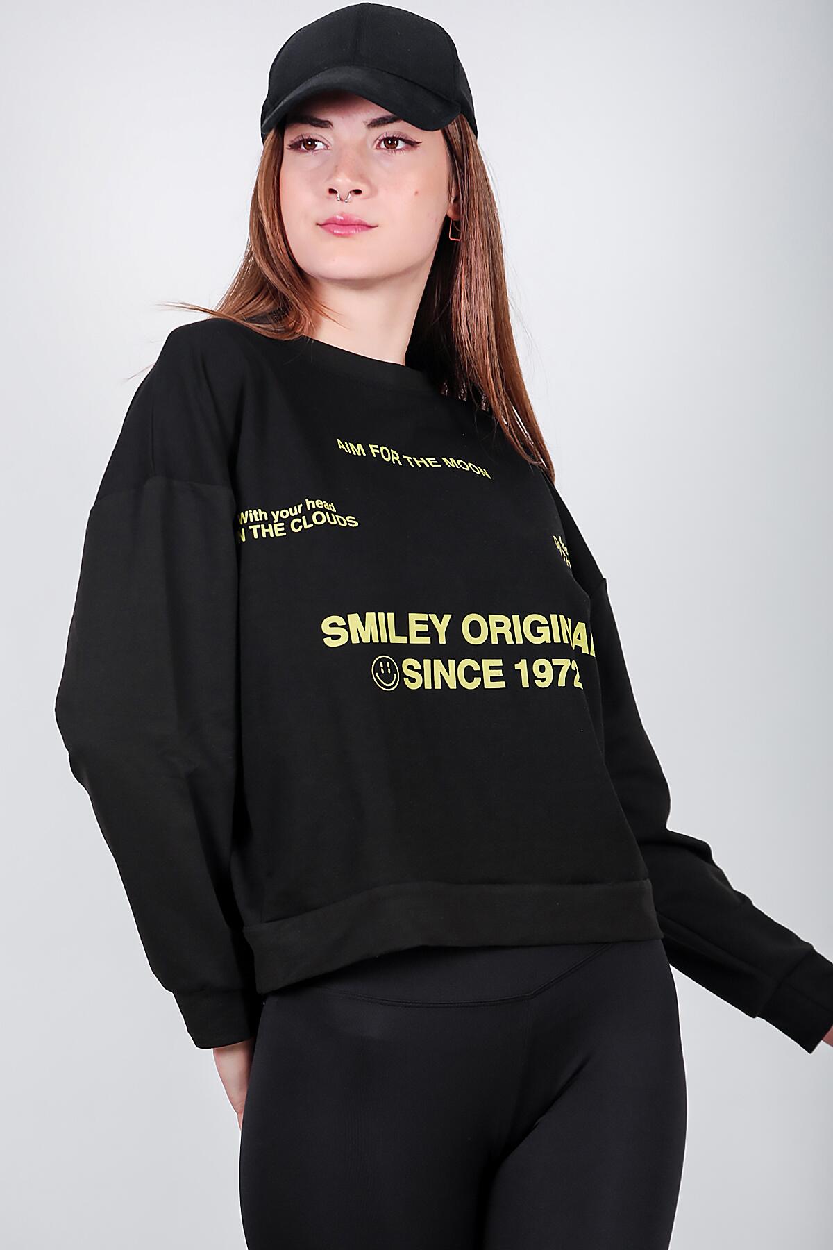Kadın Ön Ve Arka Baskılı Sweat