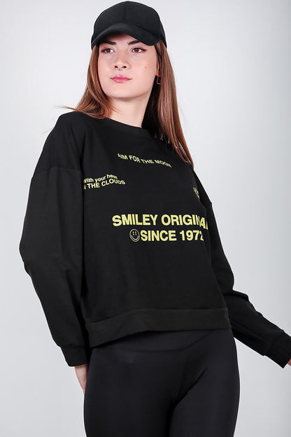 Kadın Ön Ve Arka Baskılı Sweat