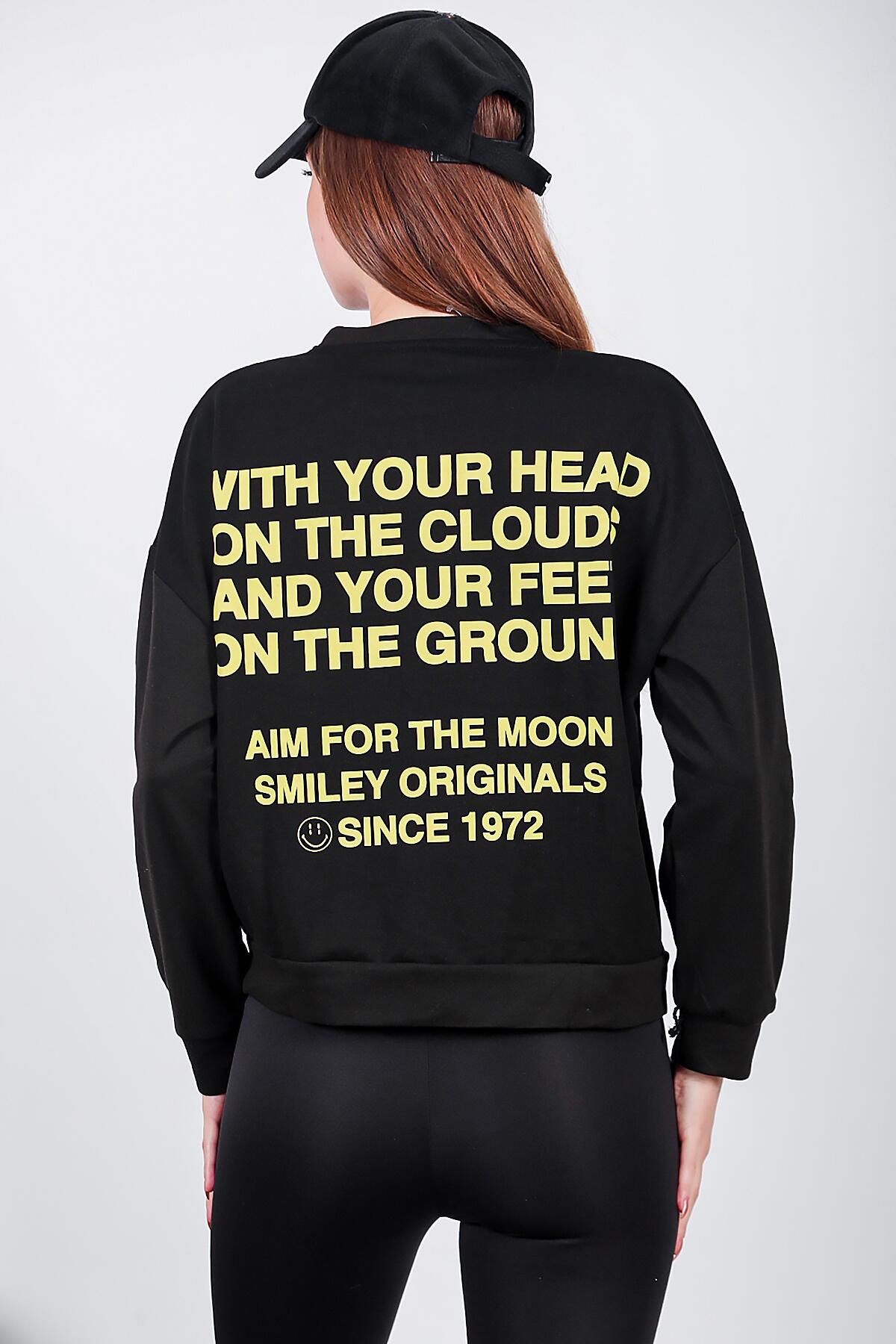 Kadın Ön Ve Arka Baskılı Sweat