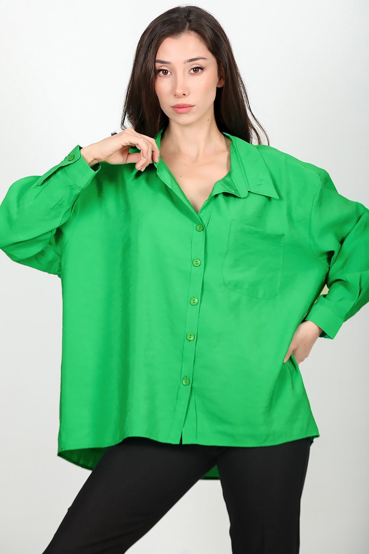 Kadın Oversize Gömlek Yeşil