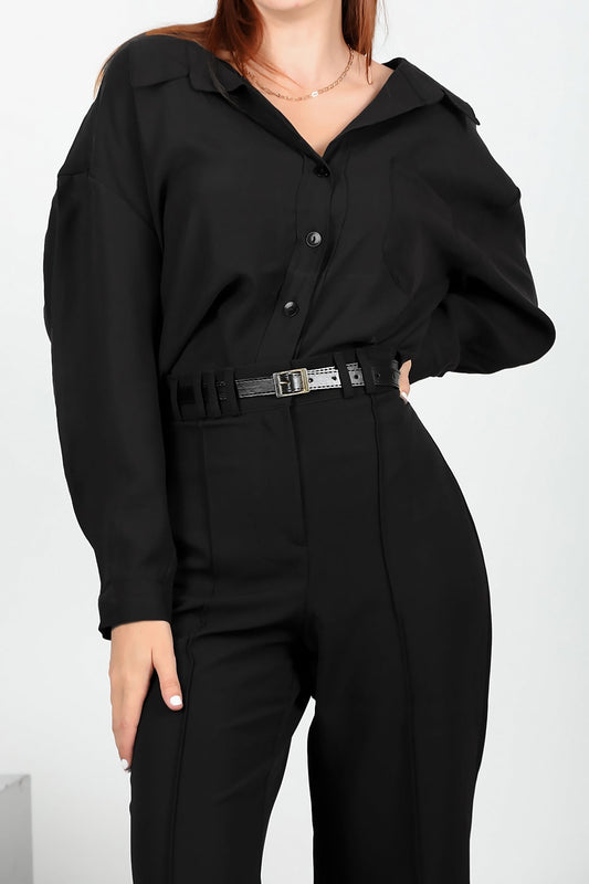 Kadın Oversize Gömlek Siyah