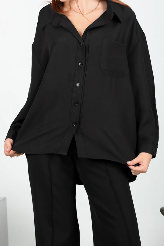 Kadın Oversize Gömlek Siyah