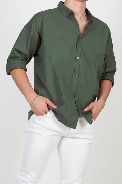 Erkek Uzun Kol Gömlek Haki Çok Renkli