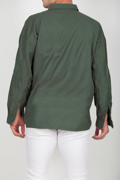 Erkek Uzun Kol Gömlek Haki Çok Renkli