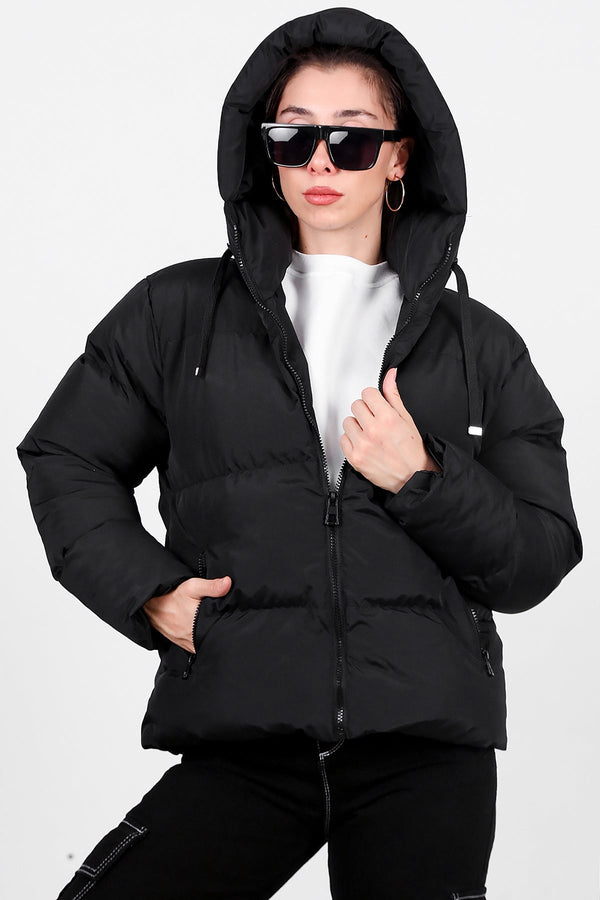 Overshort Kadın Oversize Kısa Mont Siyah Siyah
