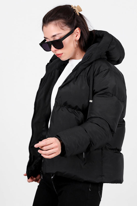 Overshort Kadın Oversize Kısa Mont Siyah Siyah