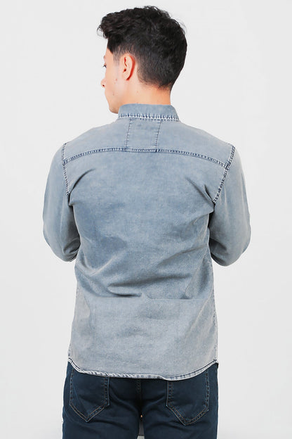 Erkek Yıkamalı Kot Gömlek Lacivert Lacivert