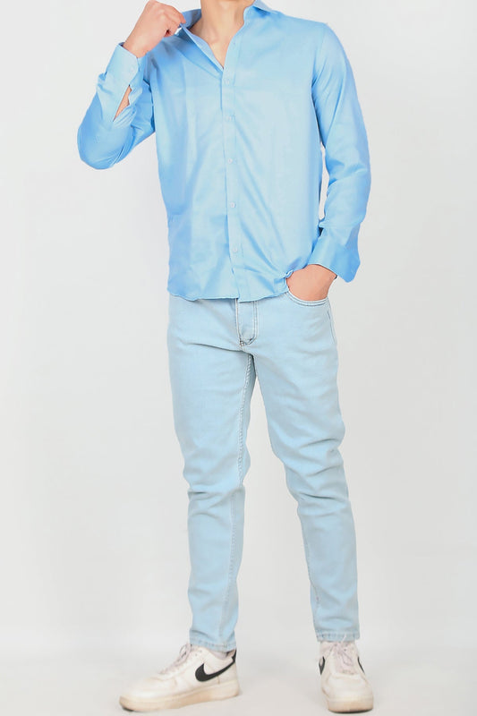 Erkek Uzun Kol Gömlek Mavi Mavi