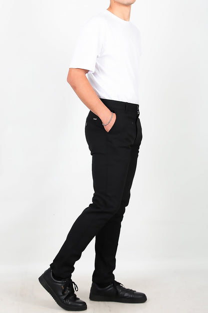 Erkek Balık Sırtı Desen Kumaş Pantolon Siyah Siyah