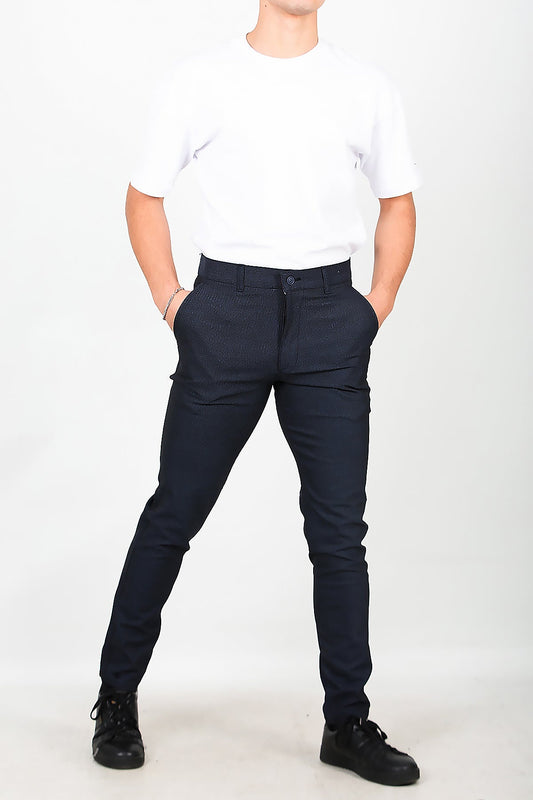 Erkek Balık Sırtı Desen Kumaş Pantolon Lacivert Lacivert