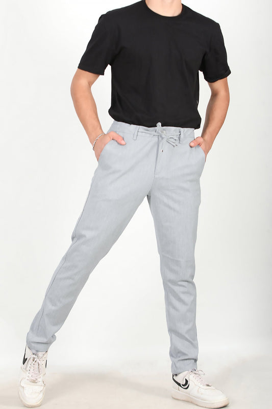 Erkek Bel Lastikli Kumaş Pantolon Gri Gri