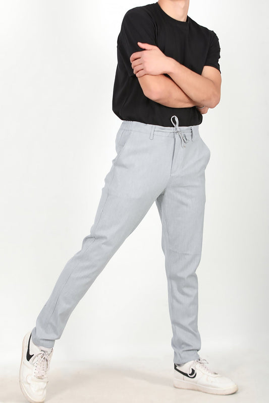 Erkek Bel Lastikli Kumaş Pantolon Gri Gri