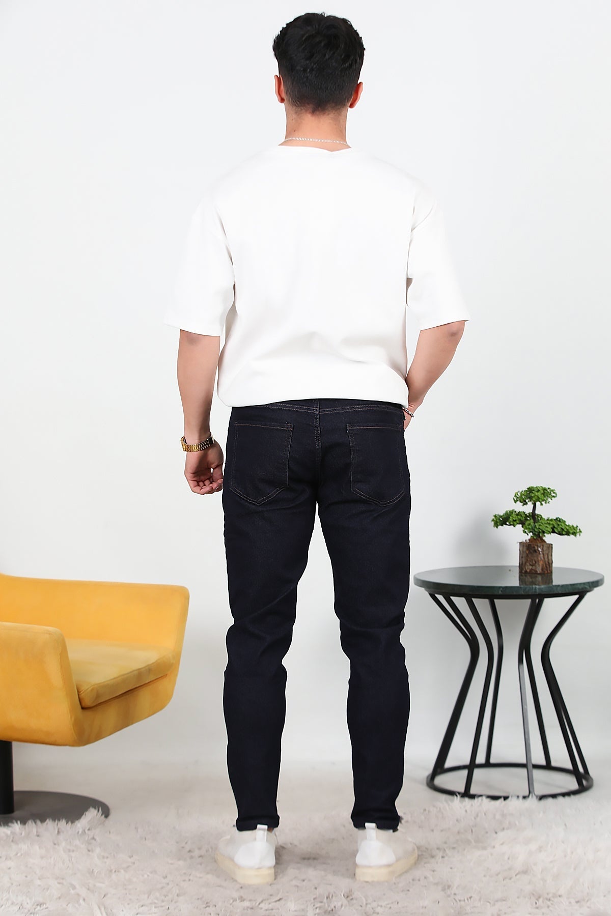 Erkek Sliim Fit Dar Paça Kot Pantolon  Koyu Lacivert