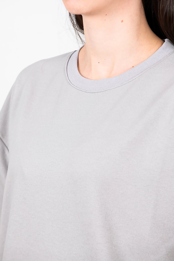 Kadın Bisiklet Yaka Oversize İki İplik Tshirt  Gri