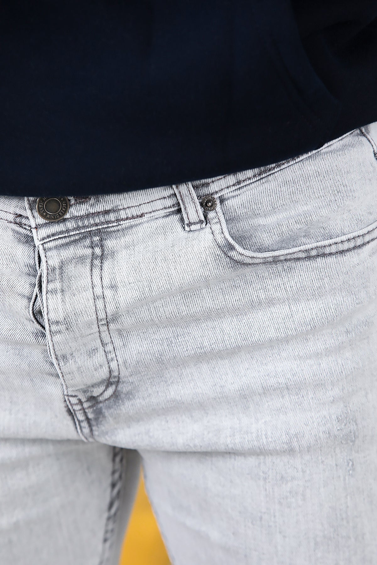 Erkek Sliim Fit Dar Paça Kot Pantolon  Gri