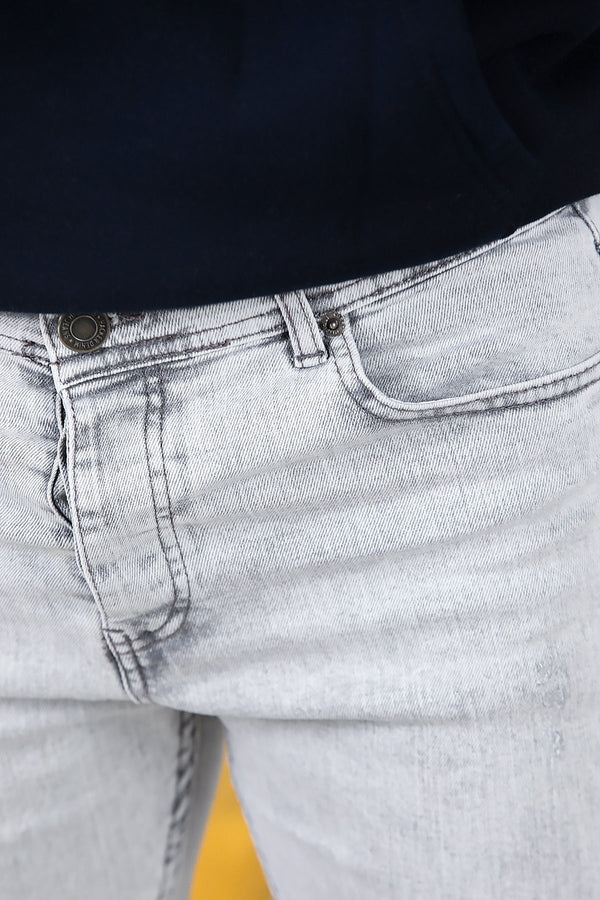 Erkek Sliim Fit Dar Paça Kot Pantolon  Gri