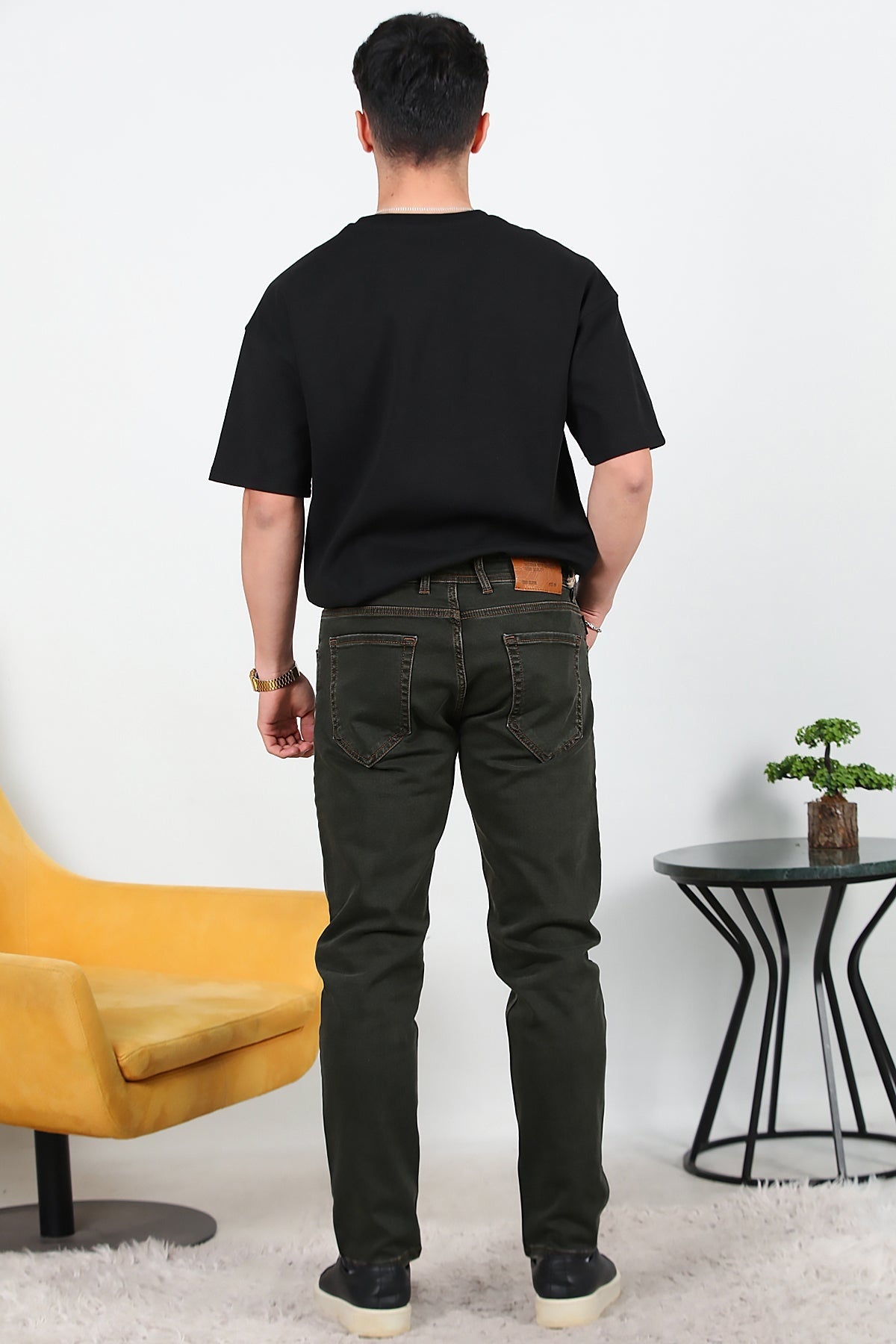 Erkek Slim Likralı Kot Pantolon  Kahverengi