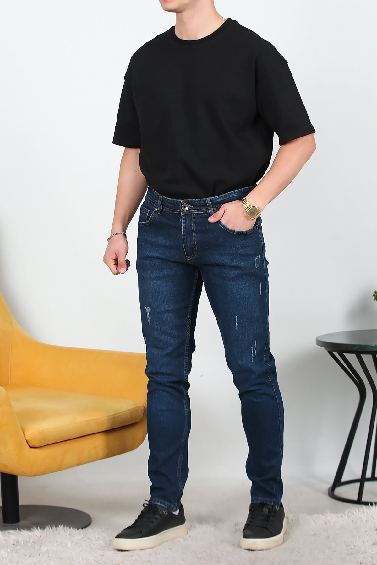 Erkek Tırnaklı Likralı Pantolon  Kot