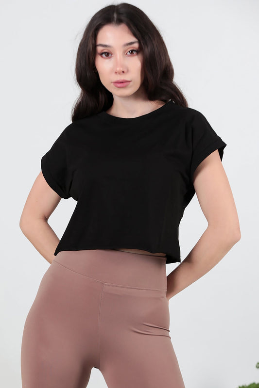 Kadın Duble Kol Tişört  Siyah