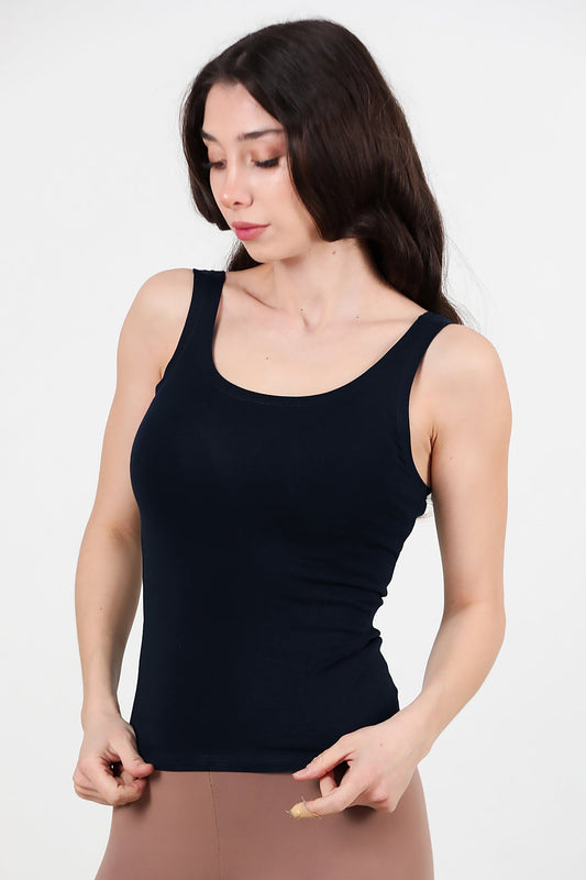 Kadın Kalın Askılı Bady  Lacivert