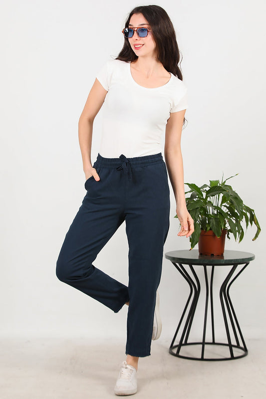 Kadın Paça Püsküllü Pantolon  Lacivert