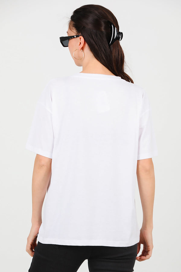 Kadın Owersize T-Shirt  Ekru